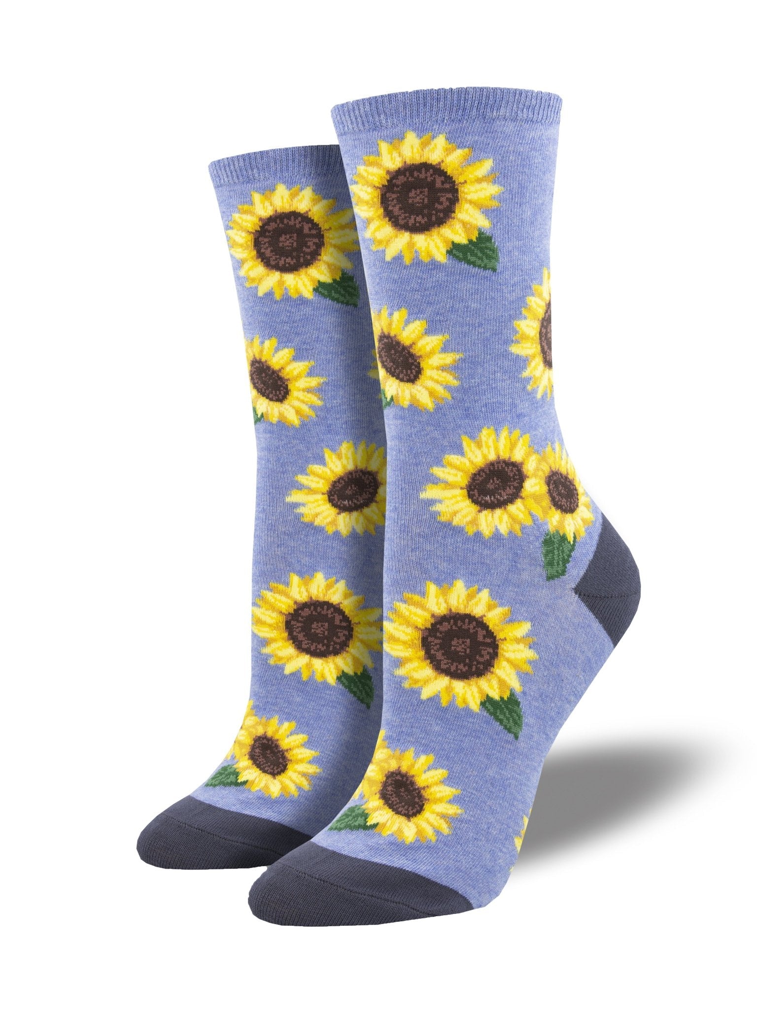 More Blooming Socks! Sunflowers (Blue Heather) Women¡¯s Crew Socks