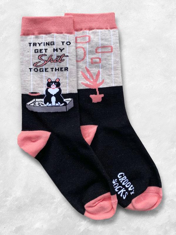 "Trying To Get My Sh*t Together, Cat Women's Crew Socks"