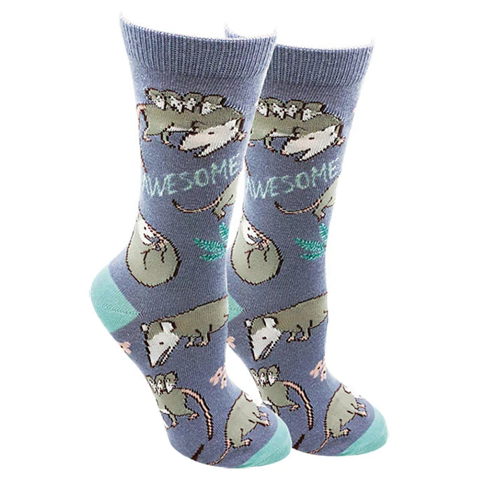 Awesome Possum (Blue) Women's Crew Socks