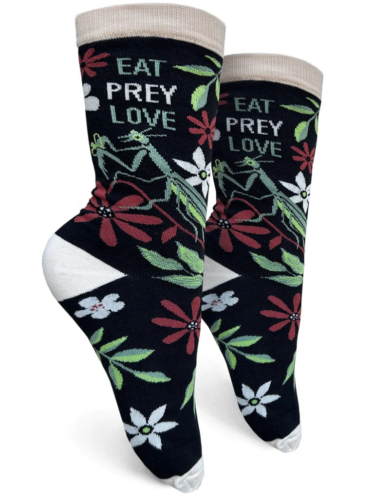 "Eat, Prey, Love- Praying Mantis Women's Crew Socks"