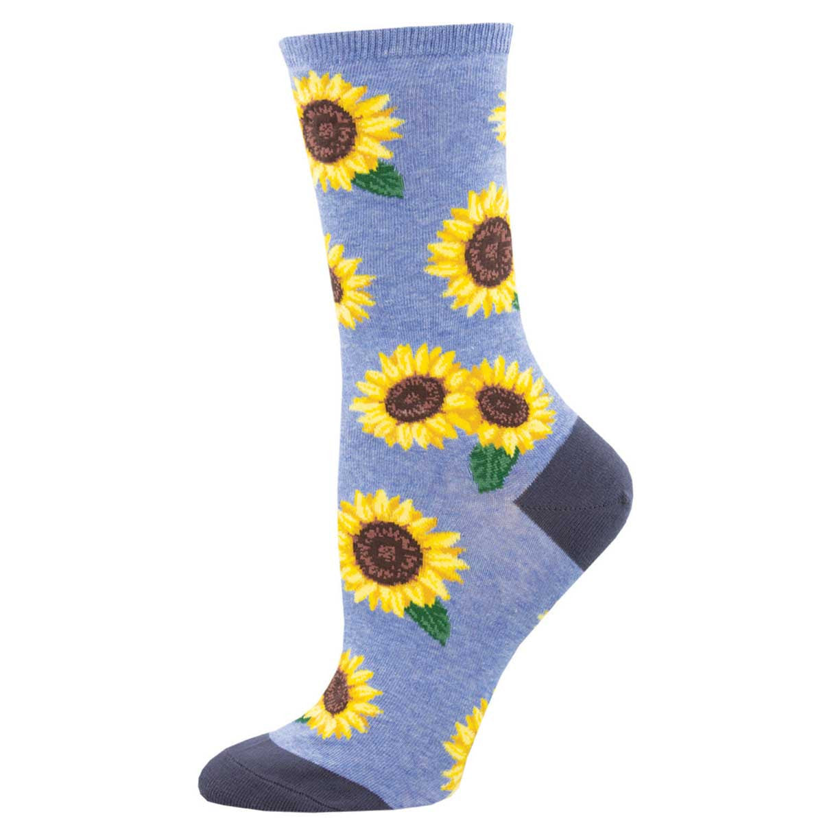 More Blooming Socks! Sunflowers (Blue Heather) Women¡¯s Crew Socks