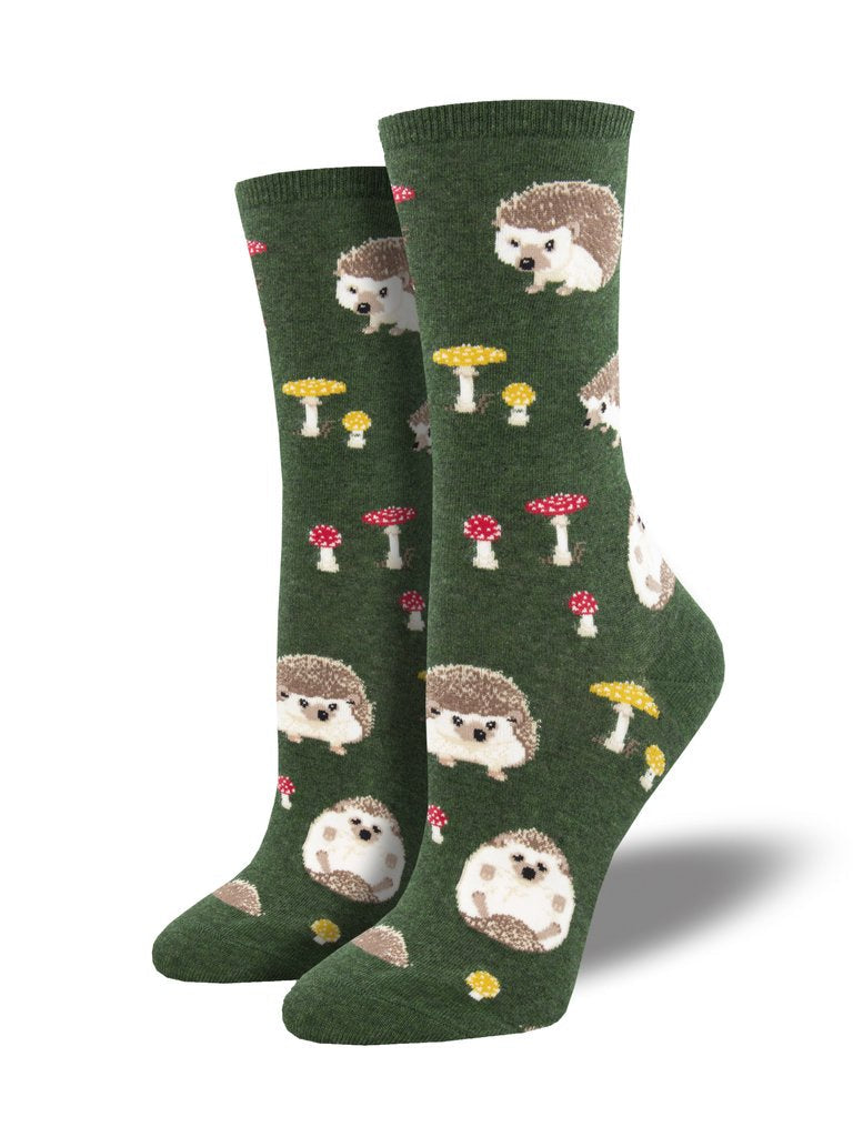 "Slow Poke, Hedgehogs (Green) Women¡¯s Crew Socks"