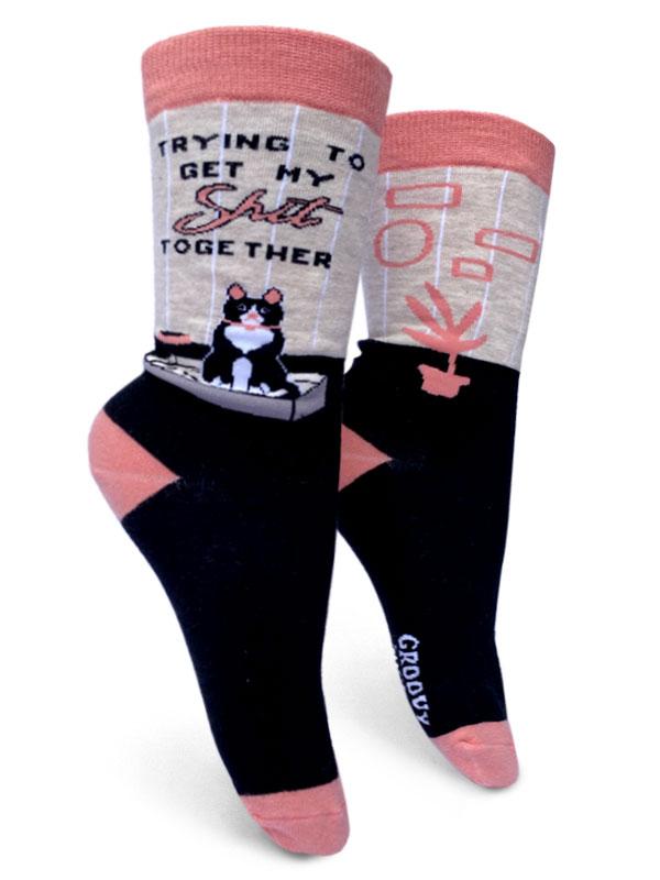 "Trying To Get My Sh*t Together, Cat Women's Crew Socks"