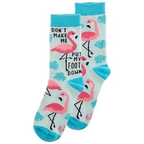 "Don't Make Me Put My Foot Down,  Flamingo Women's Crew Sock"