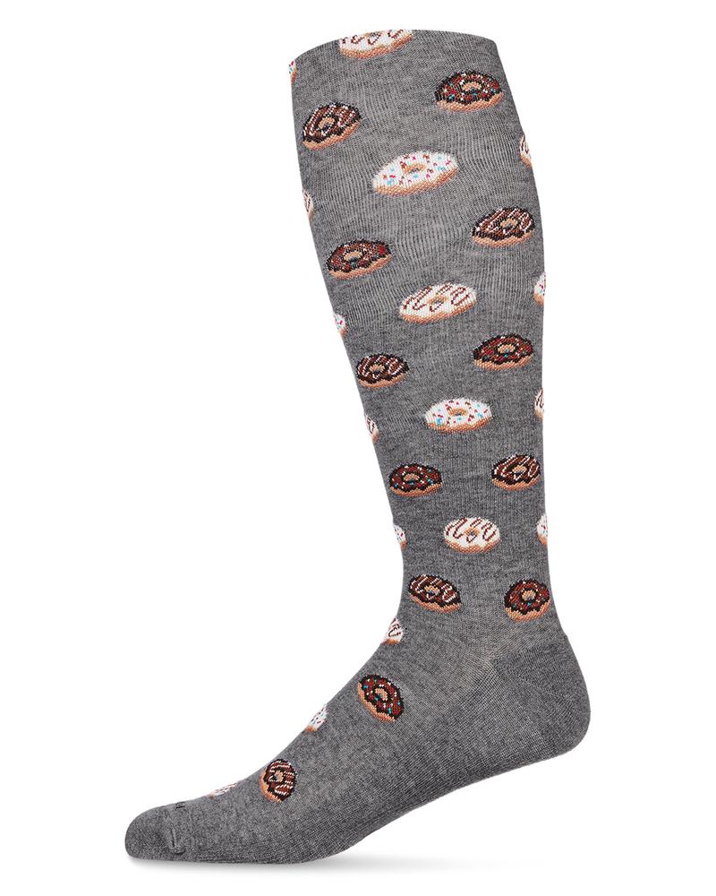 Donuts  (Grey) Large Bamboo Blend Compression Socks