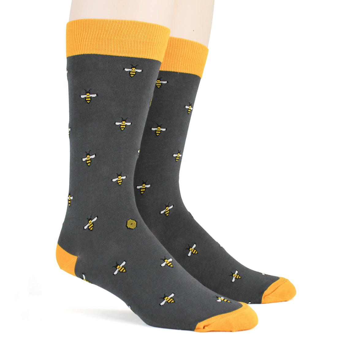 Bumble Bees (Grey) Men's Crew Socks