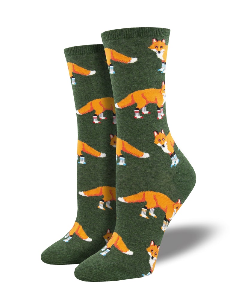 Socksy Foxy (Forest Green) Women¡¯s Crew Socks