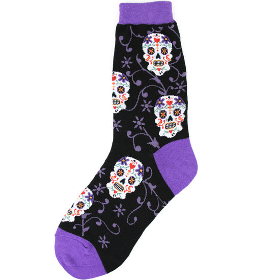 "Sugar Skulls, Purple Vine Women's Crew Socks"