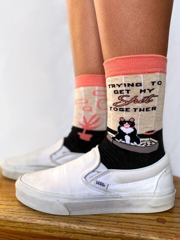 "Trying To Get My Sh*t Together, Cat Women's Crew Socks"